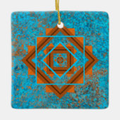 Southwest Mountain Peaks Turquoise Geometric Keramisch Ornament (Voorkant)