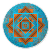 Southwest Mountain Peaks Turquoise Geometric Keramische Knop (Voorkant)