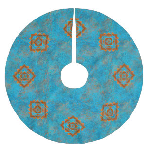 Southwest Mountain Peaks Turquoise Geometric Kerstboom Rok