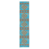 Southwest Mountain Peaks Turquoise Geometric Korte Tafelloper (Voorkant)
