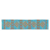 Southwest Mountain Peaks Turquoise Geometric Korte Tafelloper (Horizontaal)