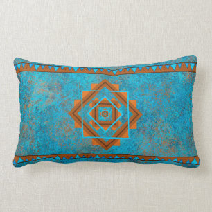 Southwest Mountain Peaks Turquoise Geometric Kussen