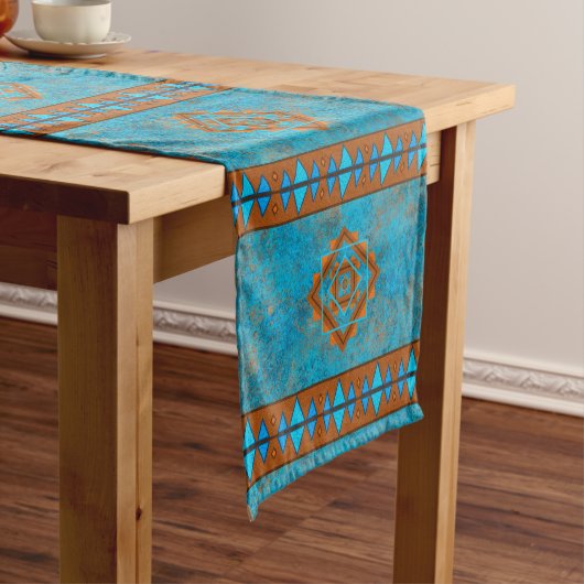 Southwest Mountain Peaks Turquoise Geometric Medium Tafelloper (Voorbeeld)