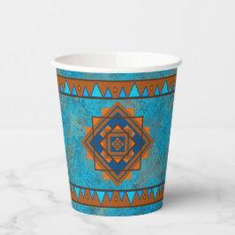 Southwest Mountain Peaks Turquoise Geometric Papieren Bekers