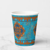 Southwest Mountain Peaks Turquoise Geometric Papieren Bekers (Voorkant)