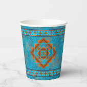 Southwest Mountain Peaks Turquoise Geometric Papieren Bekers (Links)