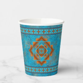Southwest Mountain Peaks Turquoise Geometric Papieren Bekers