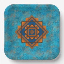 Southwest Mountain Peaks Turquoise Geometric