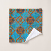 Southwest Mountain Peaks Turquoise Geometric Print Bad Handdoek (Wasdoekje)