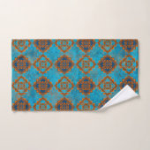 Southwest Mountain Peaks Turquoise Geometric Print Bad Handdoek (Handdoek)