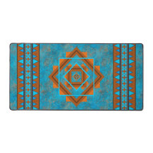 Southwest Mountain Peaks Turquoise Geometric Print