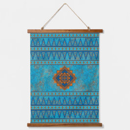 Southwest Mountain Peaks Turquoise Geometric Print Hangend Wandkleed
