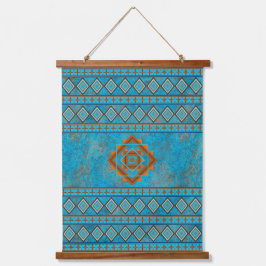 Southwest Mountain Peaks Turquoise Geometric Print Hangend Wandkleed
