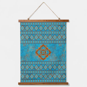 Southwest Mountain Peaks Turquoise Geometric Print Hangend Wandkleed