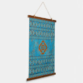 Southwest Mountain Peaks Turquoise Geometric Print Hangend Wandkleed (Gebogen)