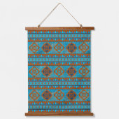 Southwest Mountain Peaks Turquoise Geometric Print Hangend Wandkleed (Voorkant)