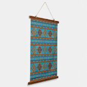 Southwest Mountain Peaks Turquoise Geometric Print Hangend Wandkleed (Gebogen)