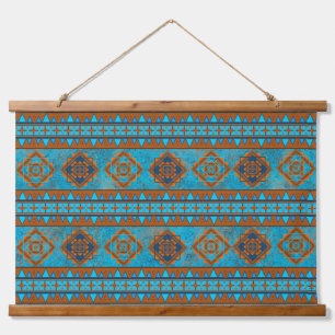 Southwest Mountain Peaks Turquoise Geometric Print Hangend Wandkleed