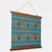 Southwest Mountain Peaks Turquoise Geometric Print Hangend Wandkleed (Gebogen)
