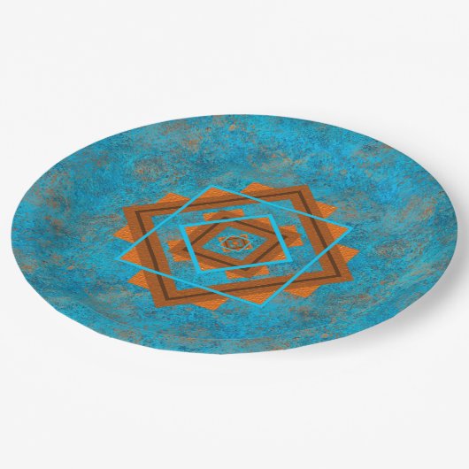Southwest Mountain Peaks Turquoise Geometric Print Papieren Bordje (Gekanteld)