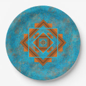 Southwest Mountain Peaks Turquoise Geometric Print Papieren Bordje (Voorkant)