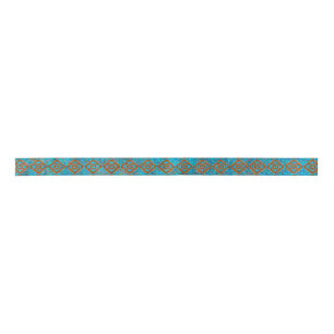 Southwest Mountain Peaks Turquoise Geometric Satijnen Lint