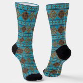 Southwest Mountain Peaks Turquoise Geometric Sokken (Gebogen)