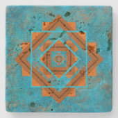 Southwest Mountain Peaks Turquoise Geometric Stenen Onderzetter (Voorkant)