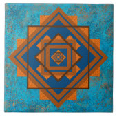 Southwest Mountain Peaks Turquoise Geometric Tegeltje (Voorkant)