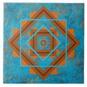 Southwest Mountain Peaks Turquoise Geometric Tegeltje (Voorkant)