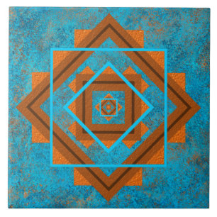Southwest Mountain Peaks Turquoise Geometric Tegeltje