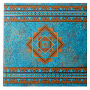 Southwest Mountain Peaks Turquoise Geometric Tegeltje