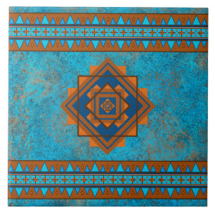 Southwest Mountain Peaks Turquoise Geometric Tegeltje
