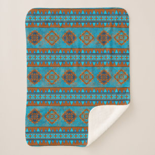 Southwest Mountain Peaks Turquoise geometrisch kle Sherpa Deken