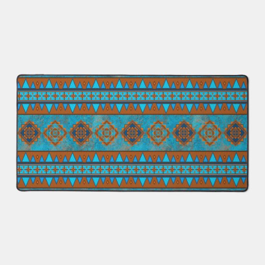 Southwest Mountain Peaks Turquoise geometrisch mot Bureaumat (Voorkant)