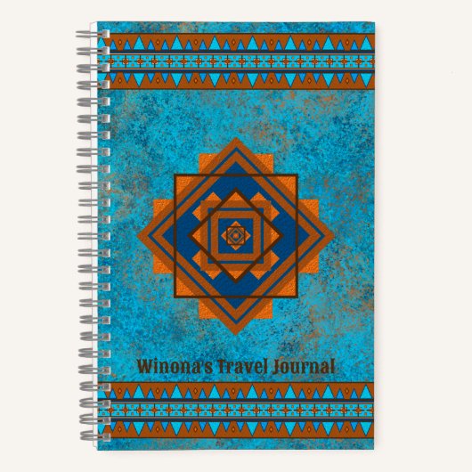 Southwest Mountain Peaks Turquoise Gepersonaliseer Notitieboek (Voorkant)