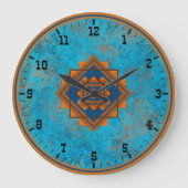 Southwest Mountain Peaks Turquoise Old West Style Grote Klok (Voorkant)