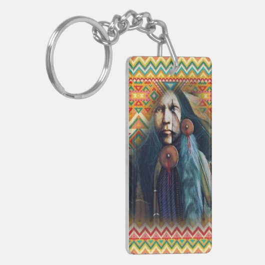 Southwest Native American Brave Sleutelhanger (Voorkant Links)