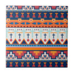 Southwest Native Pattern Tegeltje<br><div class="desc">Een vet zuidwest inheems patroon in blauwe,  oranje en rode vormen. Voor boho of zuidwest style decor. Ideaal voor DIY-projecten zoals keukenbacksplash,  fireplace zijn betonende tegels en eenvoudige tegel voor lijst of combinatie voor een tegenhanger of een dienblad. Zoek andere creatieve toepassingen voor deze vette accentuerende tegels.</div>