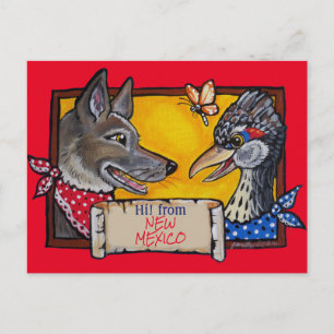 Southwest New Mexico Coyote Roadrunner Souvenir Briefkaart
