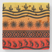 Southwest Ombre Sunset Kokopelli Design Stenen Onderzetter (Voorkant)
