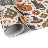 Southwest Orange Pumpkin Halloween  Cadeaupapier (Rol Hoek)