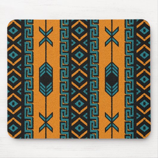 Southwest Oranje Turquoise Tribal Aztec Design Muismat (Voorkant)