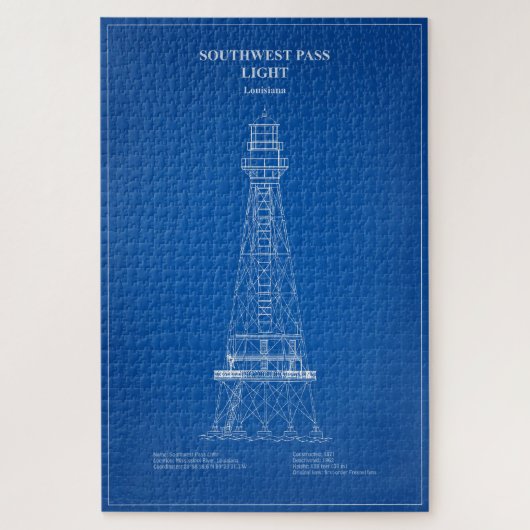 Southwest Pass Vuurtoren - Louisiana - AD Legpuzzel (Verticaal)