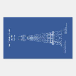 Southwest Pass Vuurtoren - Louisiana - AD Rechthoekige Sticker