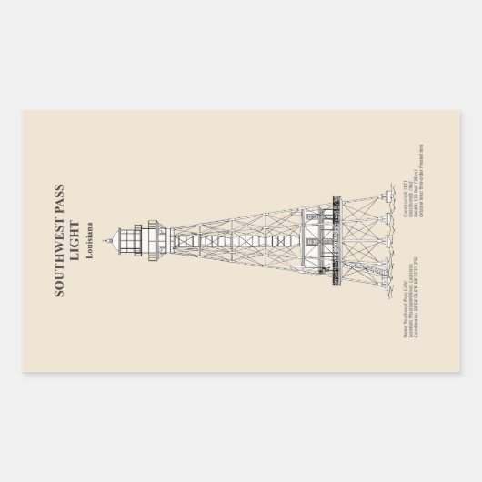 Southwest Pass Vuurtoren - Louisiana - SBD Rechthoekige Sticker (Voorkant)