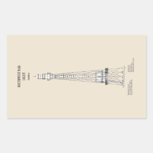 Southwest Pass Vuurtoren - Louisiana - SBD Rechthoekige Sticker