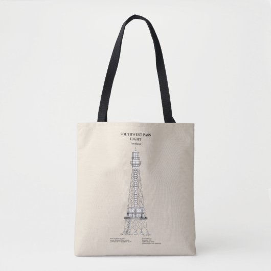 Southwest Pass Vuurtoren - Louisiana - SBD Tote Bag (Voorkant)