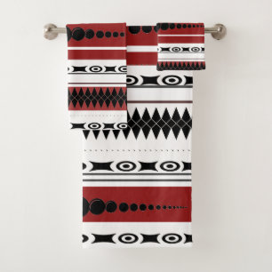 Southwest Pattern Black, Grey, Rust and White Bad Handdoek