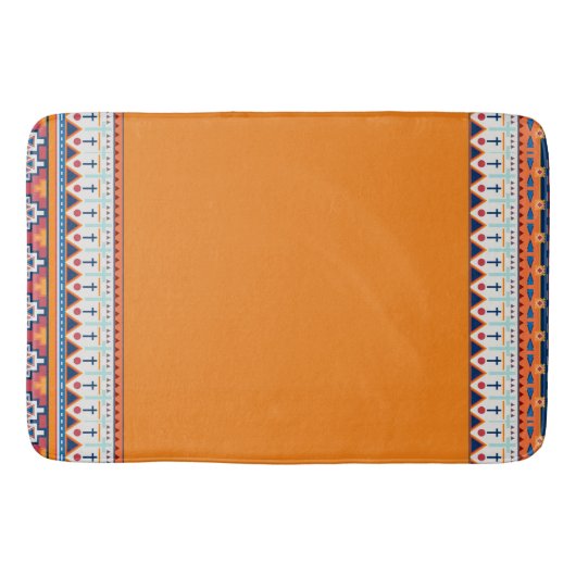 Southwest Pattern Boho Rustiek Sinaasappel & Blauw Badmat (Voorkant)
